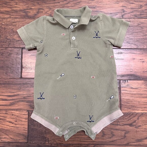 Blue Rooster Romper with Sports Embroidery - Picture 1 of 4